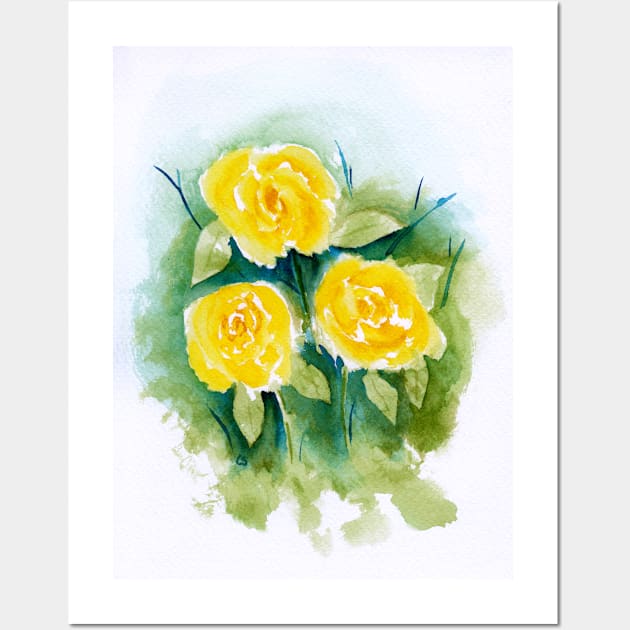 Loose Roses 3 - Yellow Roses Wall Art by ConniSchaf